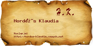 Hordós Klaudia névjegykártya