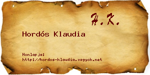 Hordós Klaudia névjegykártya